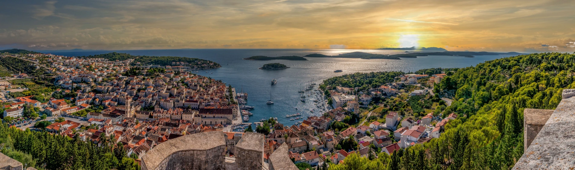 Hvar and the Dalmatian coast at sunset